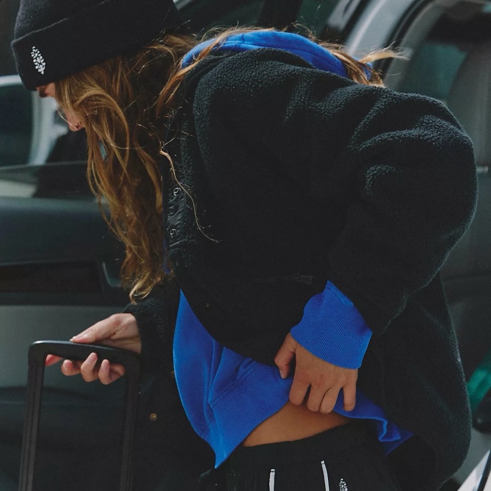 Free People Black Fleece Jacket
